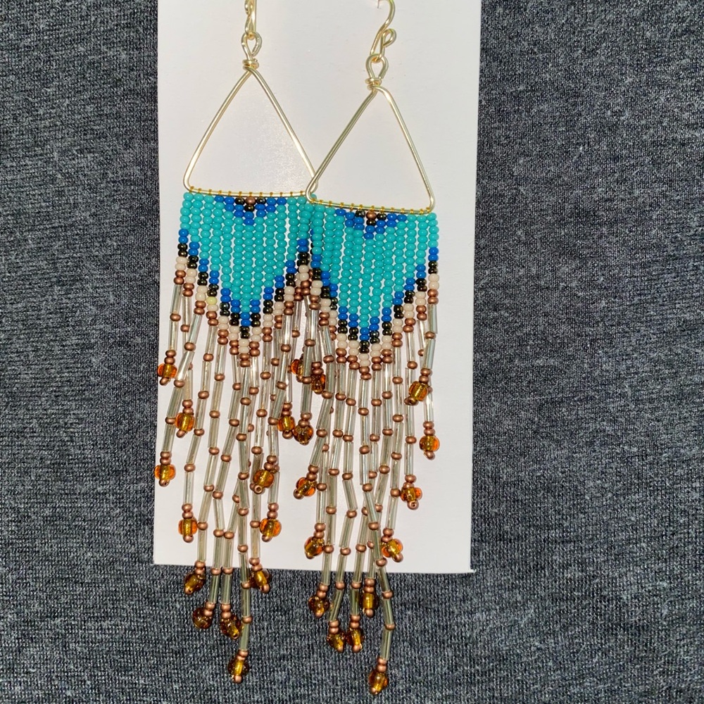 Artesanal boho turquoise earrings
